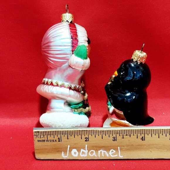 Hallmark Blown Glass Frosty Friends Set of 2 Ornaments 1998  Eskimo & Penguin Ch - Picture 11 of 12
